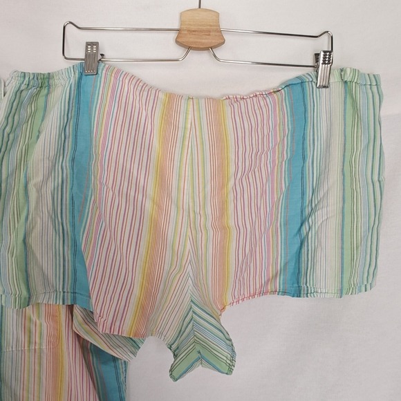 Victoria's Secret Pajama Set Button Front Short Shorts Rainbow Stripes XL Cotton - Picture 5 of 9